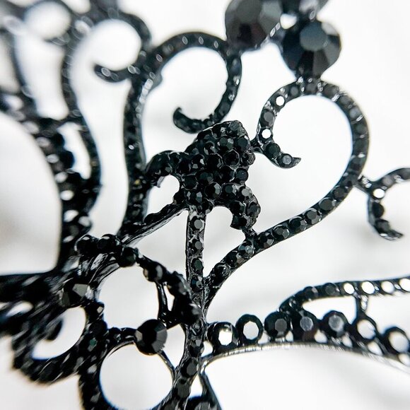 Black Masquerade Mask with Stick, Crystal Masquerade Mask, Prom Mask, Party Mask - Picture 5 of 9